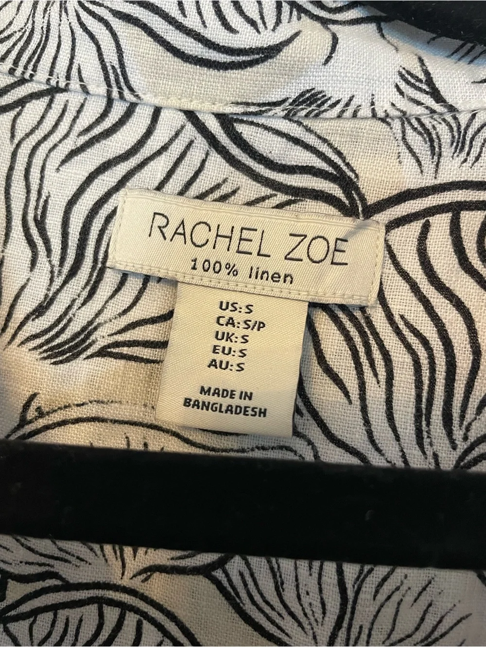 Rachel Zoe Black & White Short-Sleeve Printed Button-Down Shirt